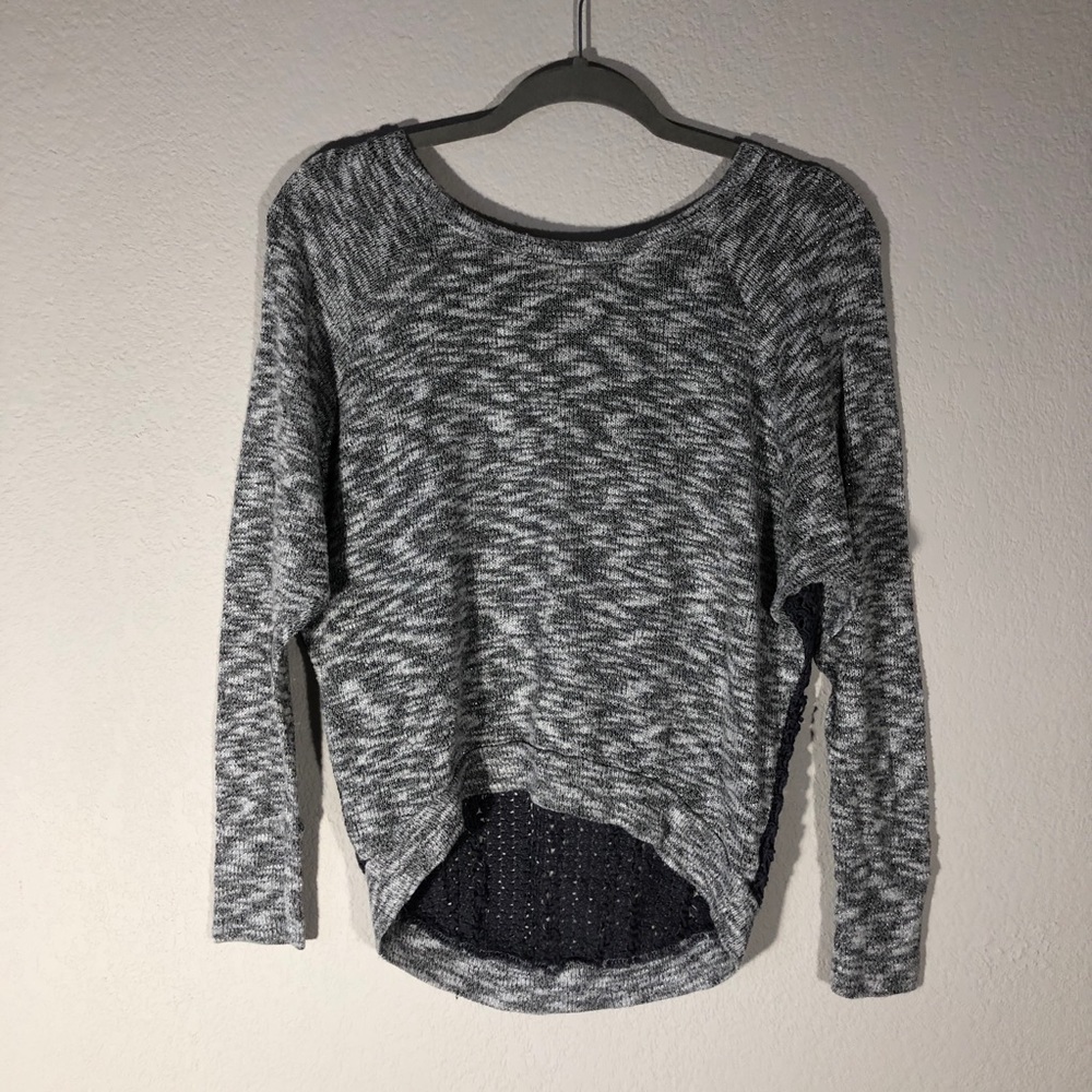 Crystal K Grey Sweater/Sheer Top
